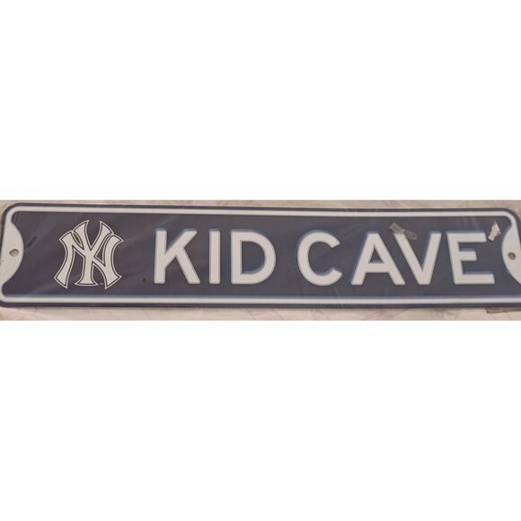 New York Yankees metal KID CAVE Street Sign predrilled mounting holes NEW sealed - Picture 2 of 5